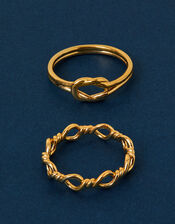 2-Pack 14ct Gold-Plated Knot Rings, Gold (GOLD), large