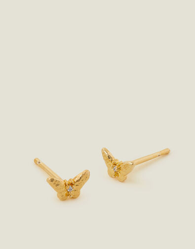 14ct Gold-Plated Butterfly Stud Earrings, , large