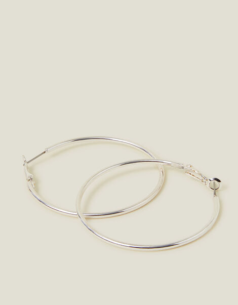 Medium Simple Hoops, Silver (SILVER), large