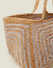 Metallic Jute Beach Bag, , large