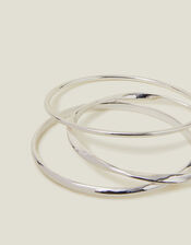 3-Pack Silver Bangle Bracelets, , large