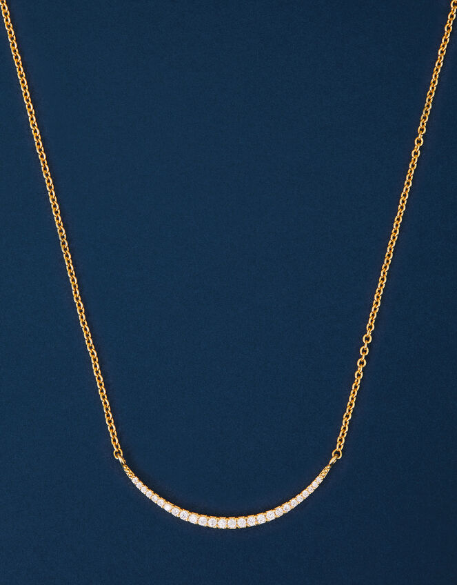 14ct Gold-Plated Curved Bar Necklace, , large