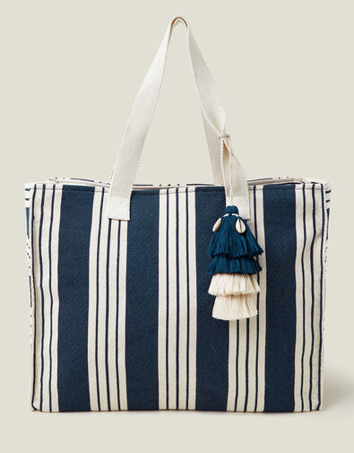 Large Stripe Beach Bag, , large