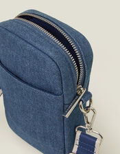 Quilted Denim Phone Bag, , large