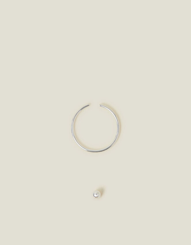 Sterling Silver Nose Stud and Hoop Set, , large