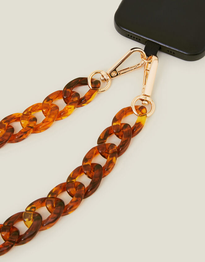 Resin Chain Phone Strap, Brown (BROWN), large