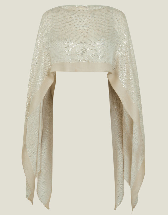 Sequin Embellished Poncho, Natural (CHAMPAGNE), large