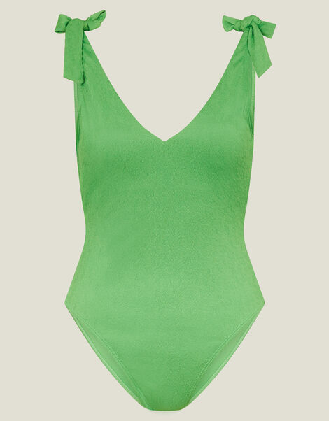 Textured Tie Strap Swimsuit, Green (GREEN), large