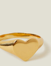 14ct Gold-Plated Heart Signet Ring, Gold (GOLD), large