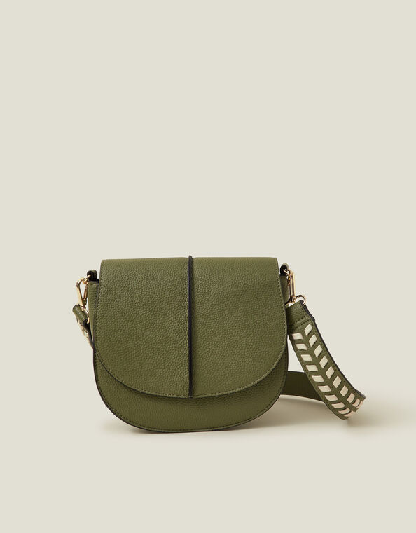 Stitch Strap Saddle Bag, Green (KHAKI), large