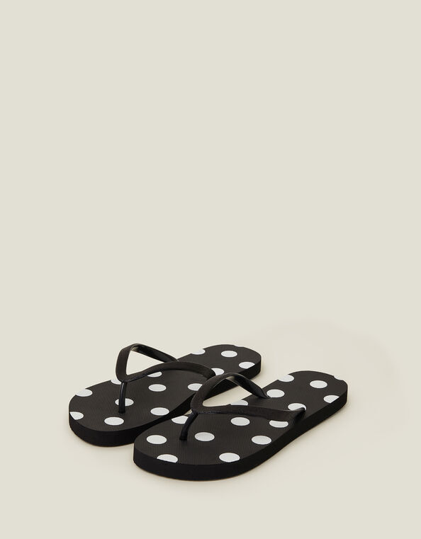 Spot Print Flip Flops, Black (BLACK), large