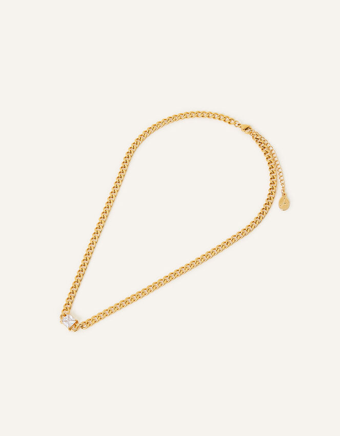 Stainless Steel Square Cut Crystal Chain Necklace | Accessorize UK ...