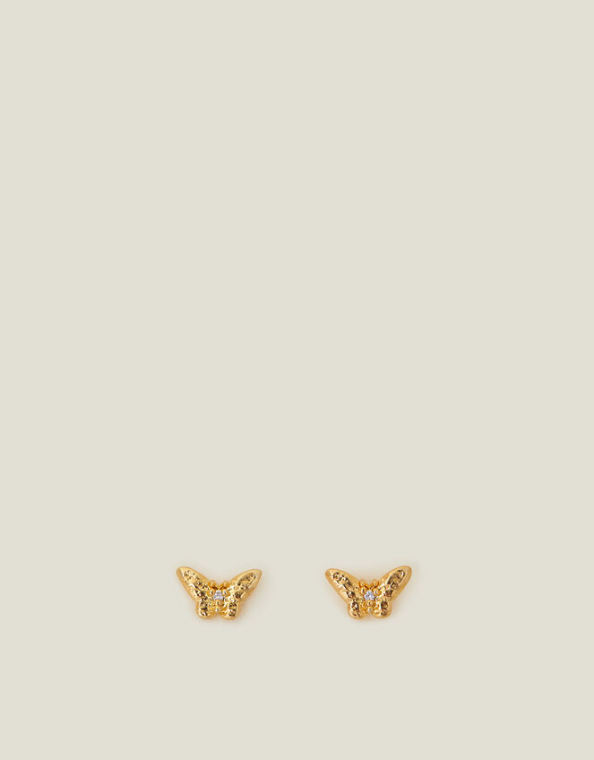 14ct Gold-Plated Butterfly Stud Earrings, , large