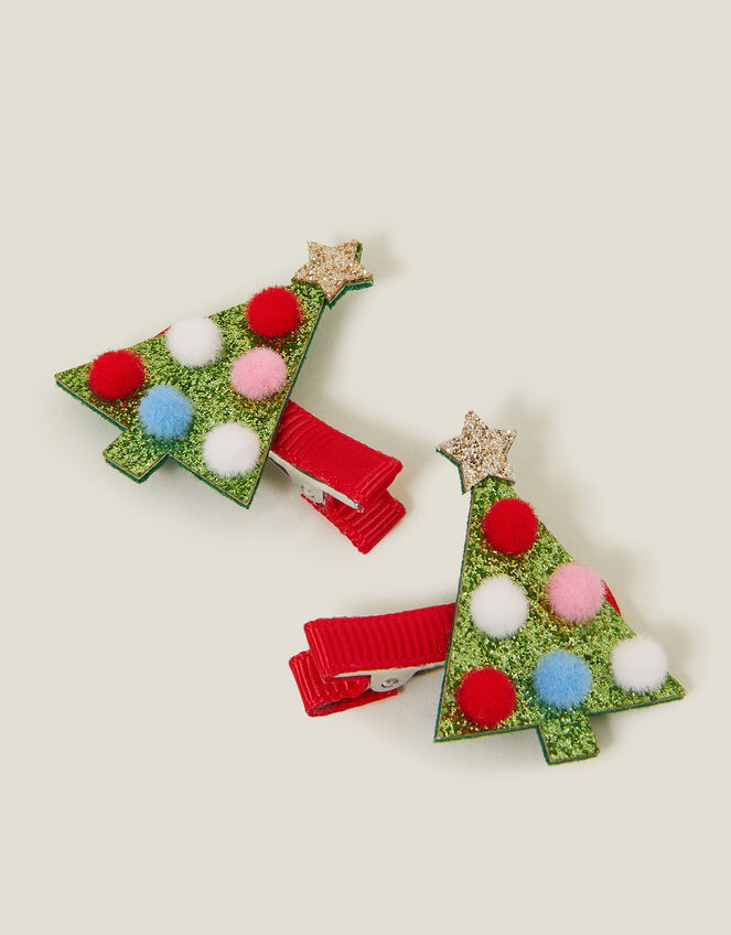 2-Pack Girls Christmas Tree Hair Clips, , large