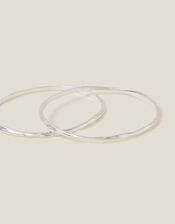 2-Pack Sterling Silver-Plated Molten Bangles, , large