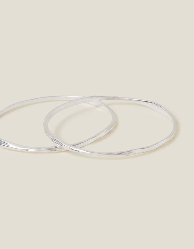 2-Pack Sterling Silver-Plated Molten Bangles, , large