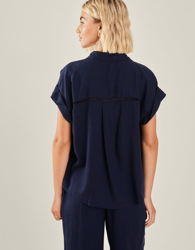 Cap Sleeve Pocket Shirt, Blue (NAVY), large