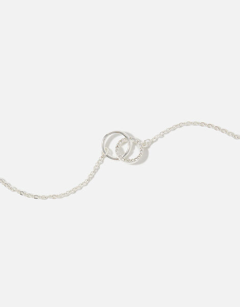 Pave Link Circle Necklace, Silver (SILVER), large