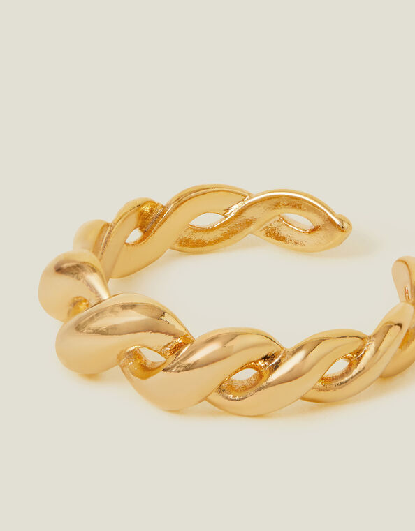 14ct Gold-Plated Adjustable Braided Ring, , large