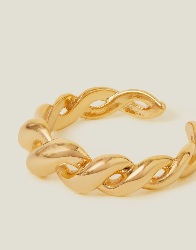 14ct Gold-Plated Adjustable Braided Ring, , large