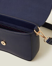 Metal Detail Cross-Body Bag, Blue (NAVY), large