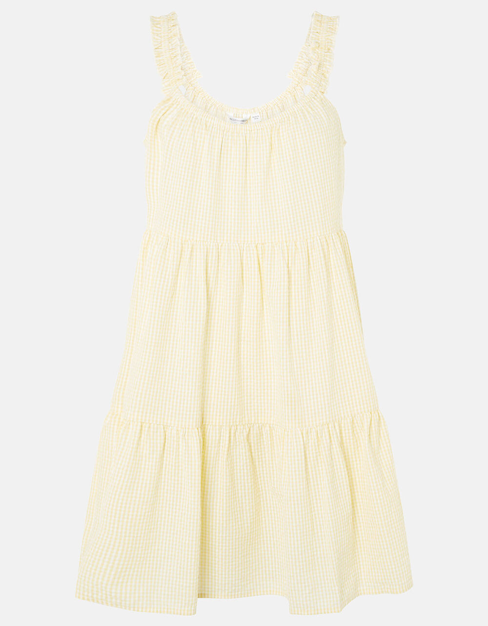 Gingham Mini Dress in Organic Cotton Yellow | Beach holiday dresses ...