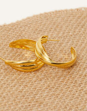 14ct Gold-Plated Large Twist Hoop Earrings, , large