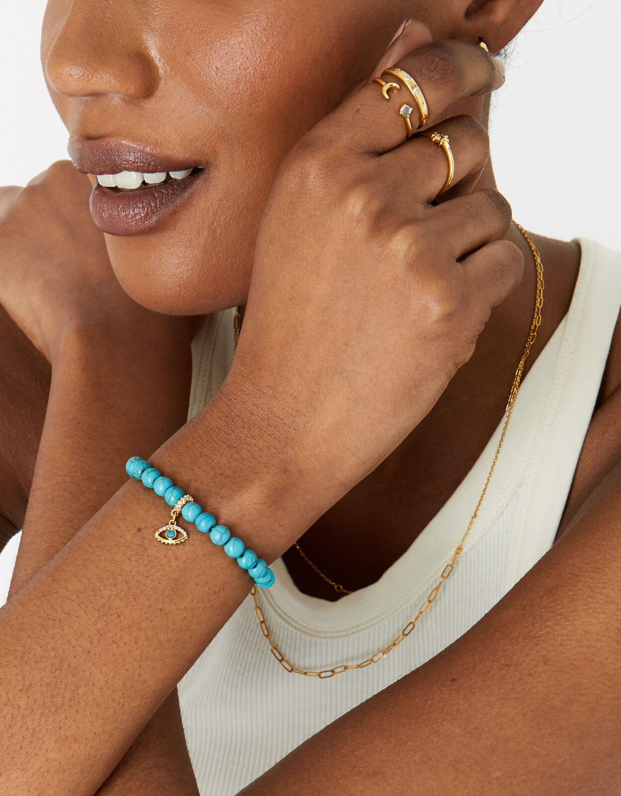 Buy Accessorize London Women's Silver Textured Circle Link Clasp Bracelet  online