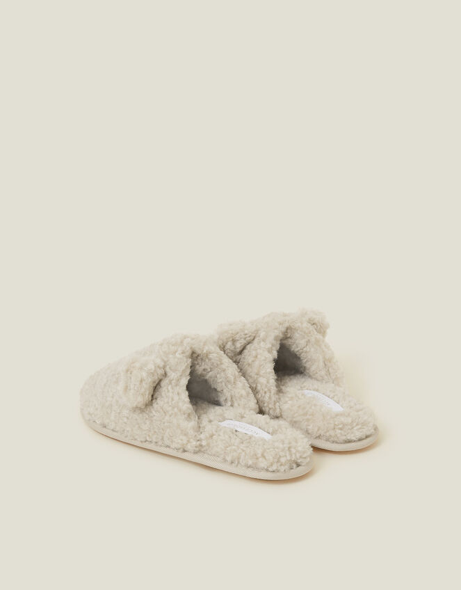 Teddy Mule Slippers, Natural (NATURAL), large