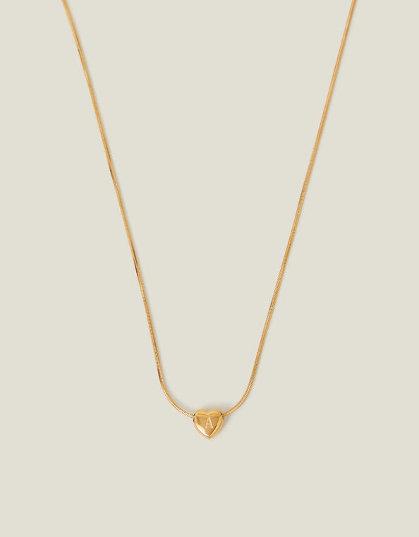 14ct Gold-Plated Stainless Steel Initial Heart Necklace, Gold (GOLD), large