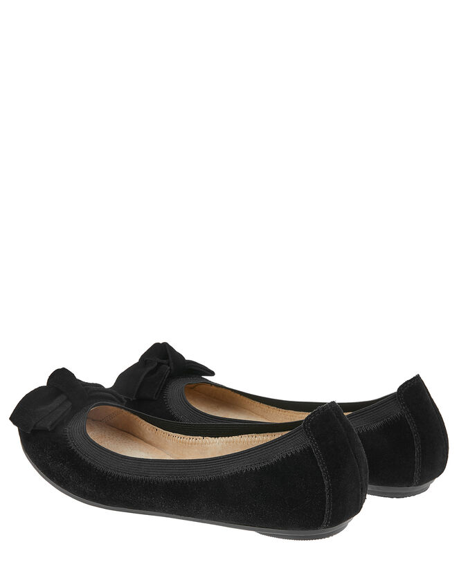 Suede Elasticated Ballerina Flats With Bow Black Flat Shoes Accessorize Uk
