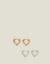 2-Pack Heart Hoop Earrings, , large