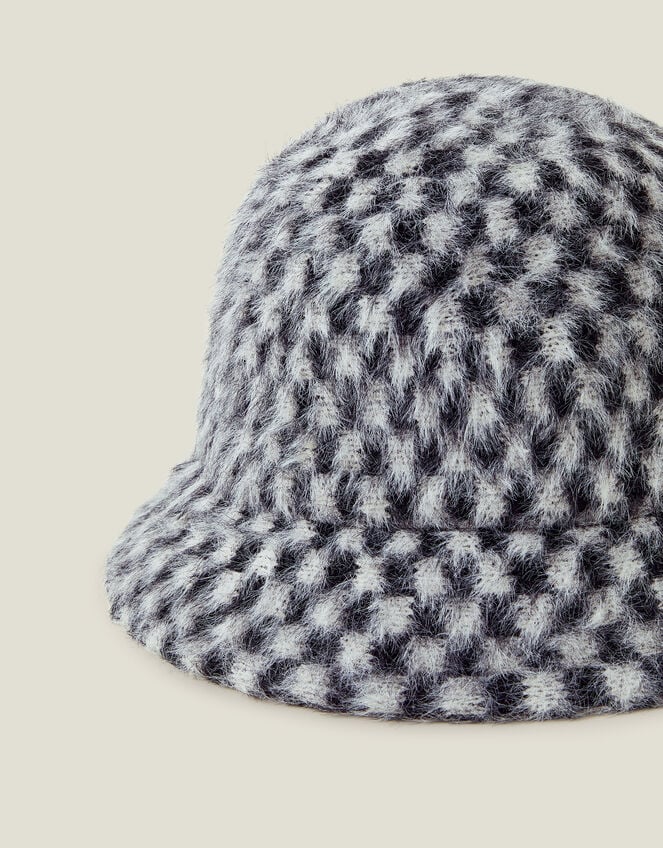 Fluffy Checkerboard Bucket Hat, , large