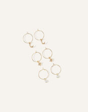 Moon and Star Hoop Earrings Set of Three, , large