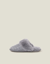 Cable Knit Mule Slippers, Grey (GREY), large