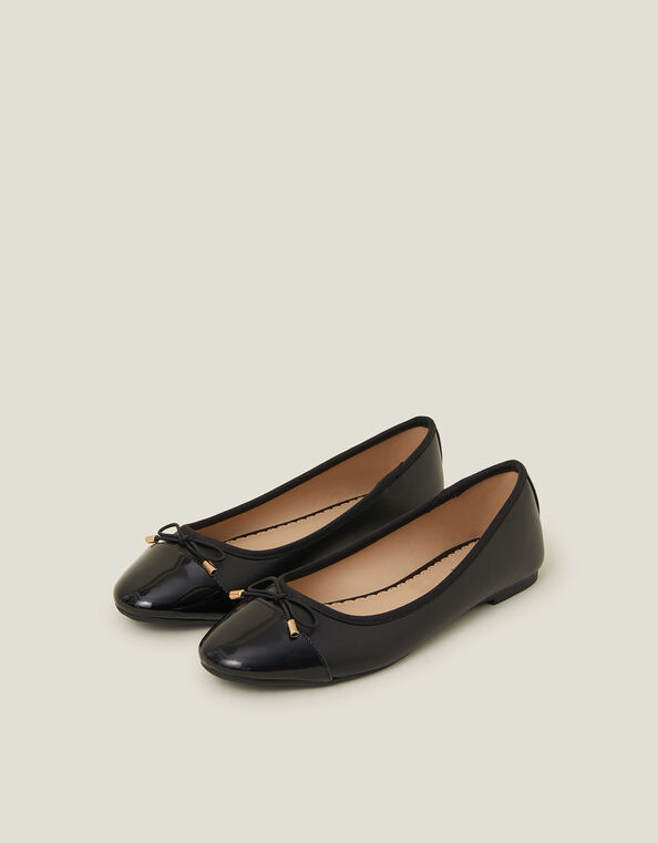 Bow Detail Ballerina Flats, Black (BLACK), large