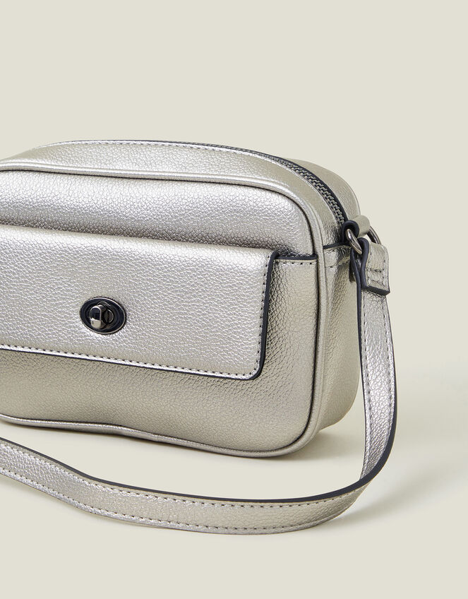 Small Twist-Lock Cross-Body Bag, Pewter (PEWTER), large