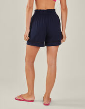 Linen Blend Shorts, Blue (NAVY), large