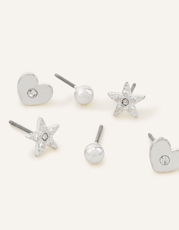 Heart Stud Earrings Set of Three, , large