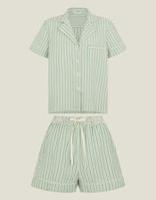 Seersucker Stripe Short Pyjamas Set, Green (GREEN), large