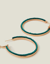 Facet Bead Hoop Earrings, , large