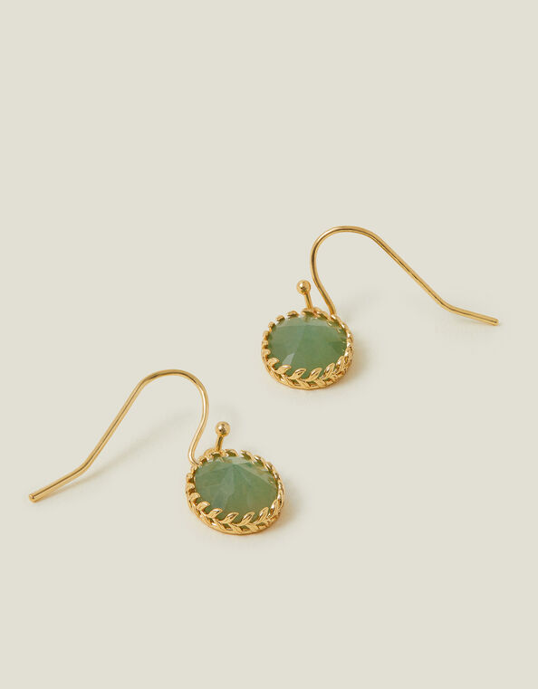 14ct Gold-Plated Aventurine Healing Stone Drop Earrings, , large