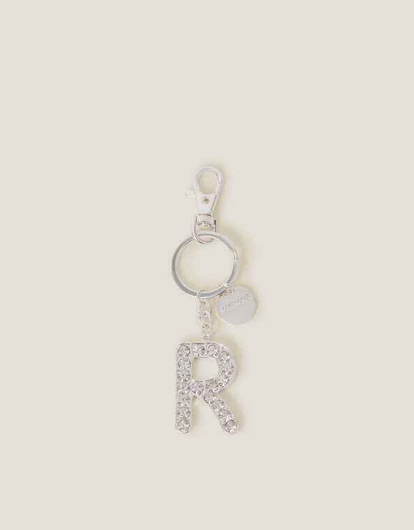 Diamante Initial Keyring, Silver (SILVER), large