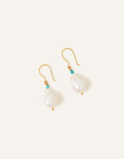 14ct Gold-Plated Baroque Pearl Drop Earrings, , large