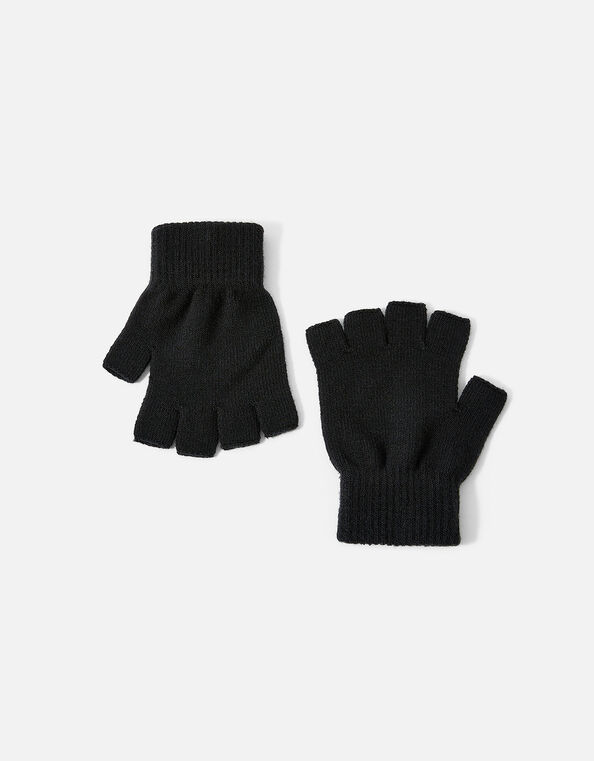 Plain Fingerless Gloves, Black (BLACK), large