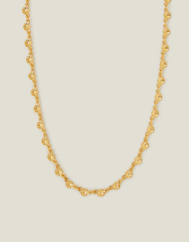 14ct Gold-Plated Flower Link Necklace, , large