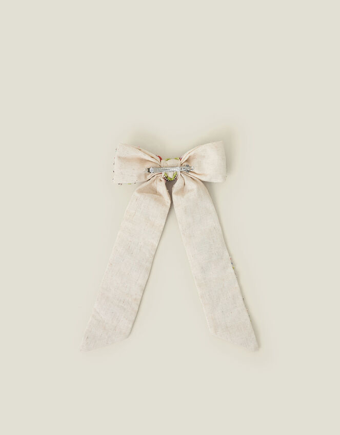 Embellished Bow Barrette Hair Clip, , large