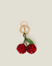 Sequin Cherry Bag Charm Keyring, , large