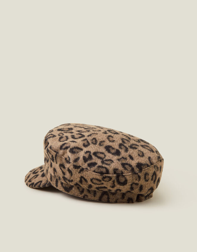 Leopard Print Baker Boy Hat, , large