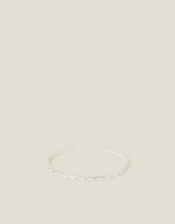 Sterling Silver-Plated Diamante Star Cuff Bracelet, , large